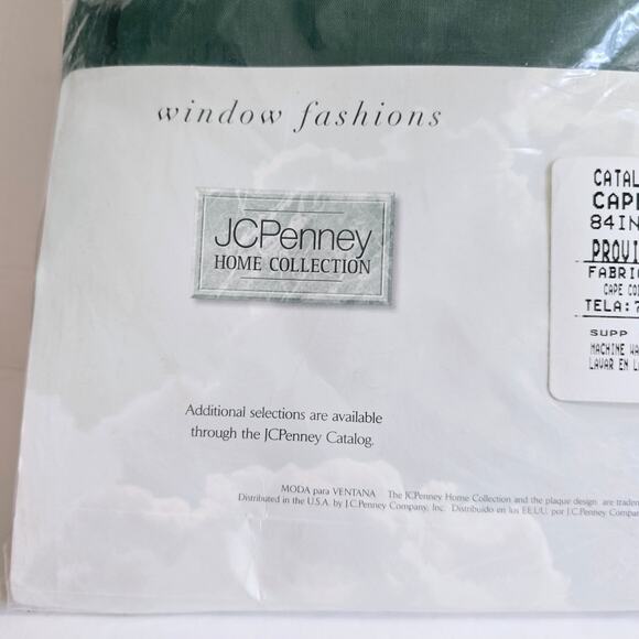 NIP JC Penney Home Collection Cape Cod 84x45" Dark Green Curtains (2) Ruffled - Picture 3 of 7